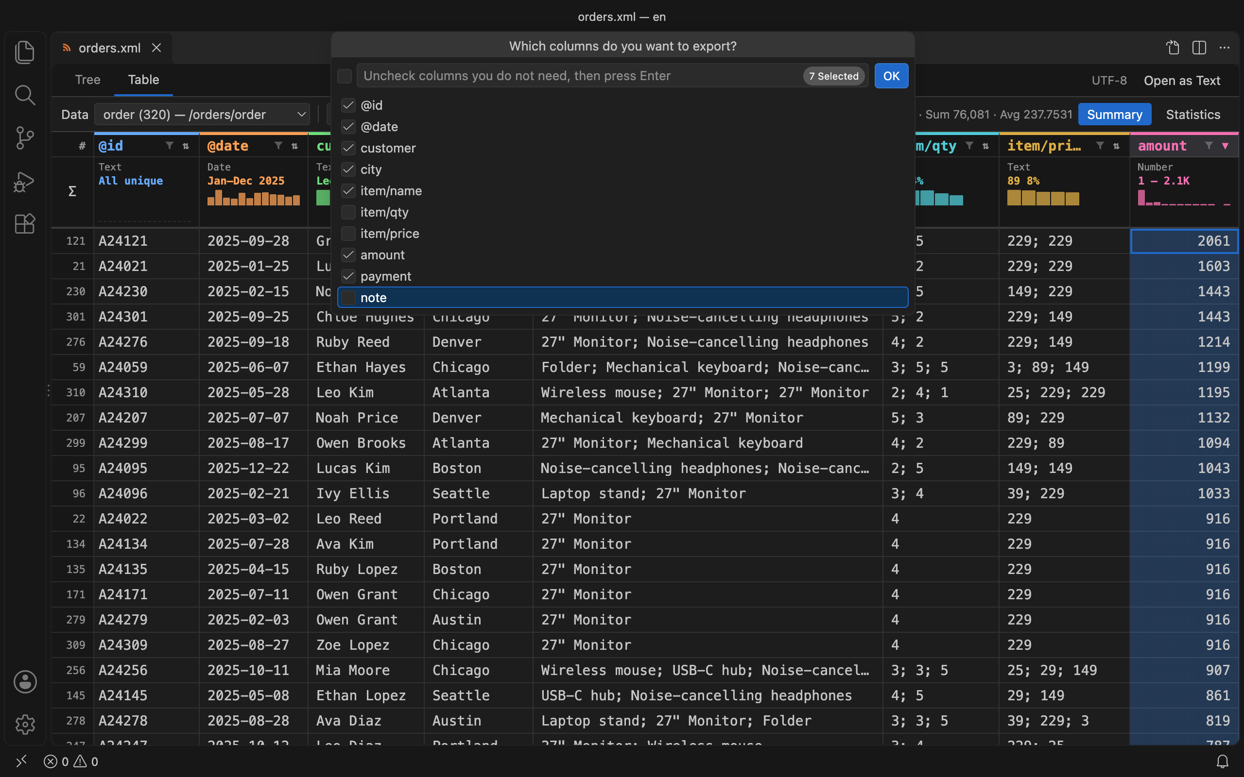 Export to CSV